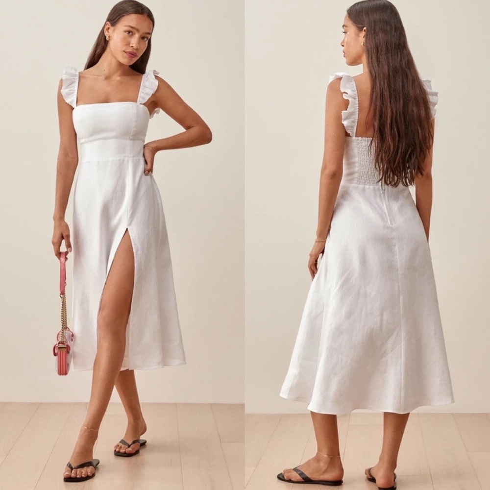 Reformation Spaulding Linen Midi Dress - size 2 never worn